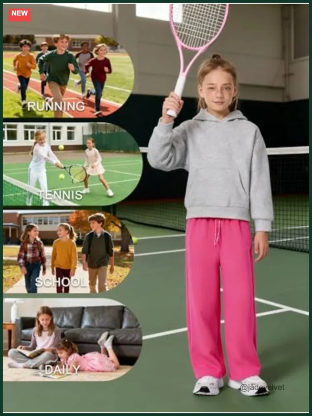 Girls Cotton Blend Sweatpants Straight Leg Drawstring Athletic Track Pants